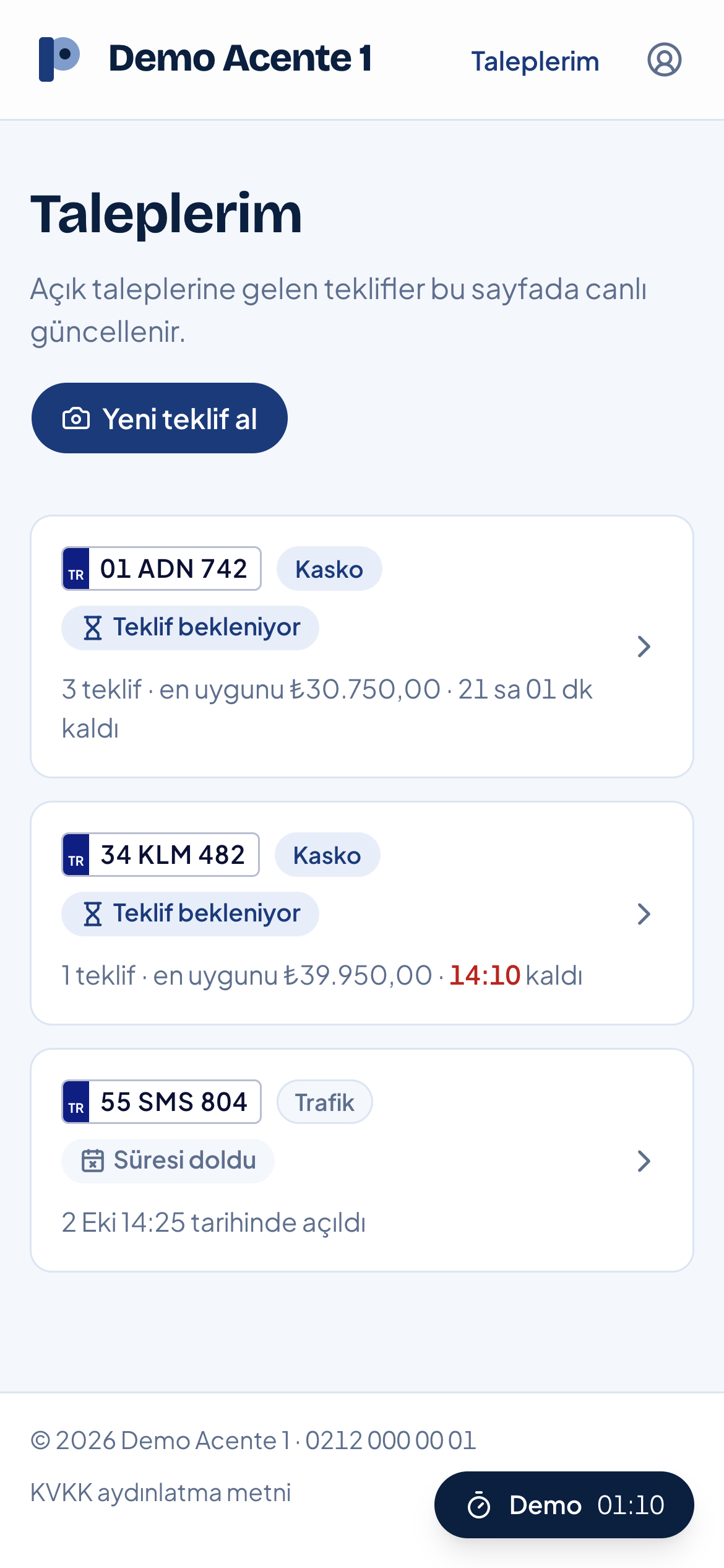 Polche customer request list with live status