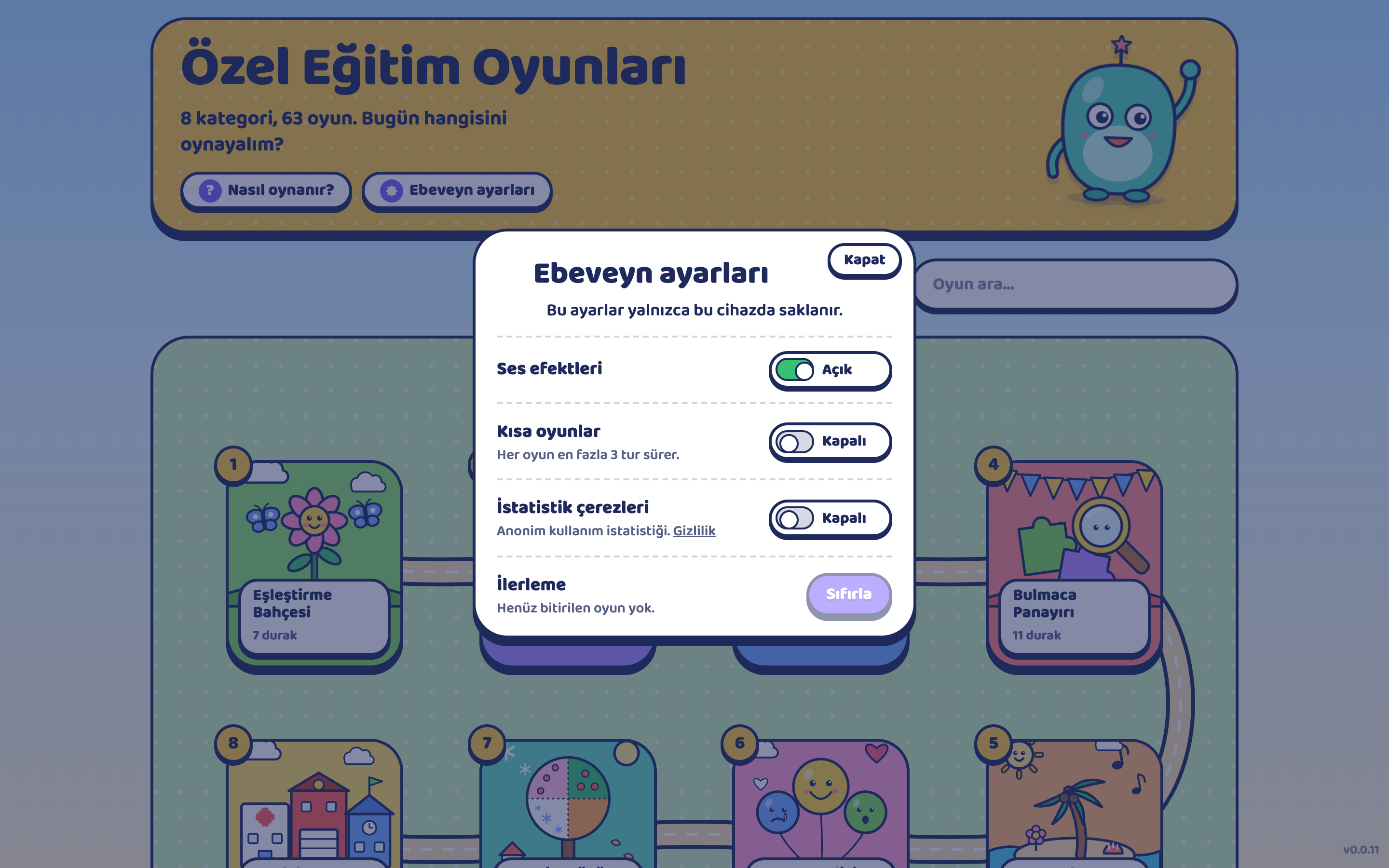 Parent settings dialog
